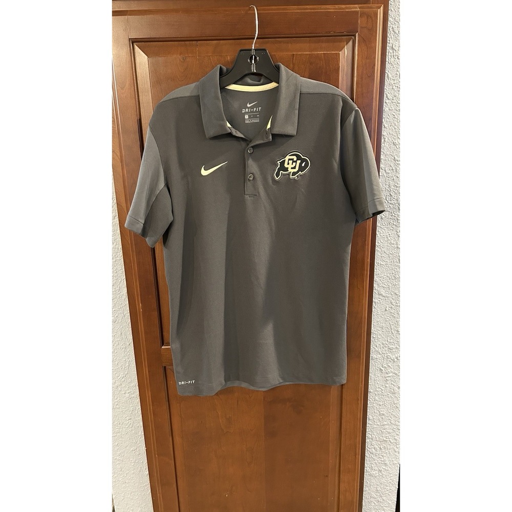 Colorado Buffaloes Polo Shirt Mens Small Gray Nike Drifit Swoosh Football NCAA